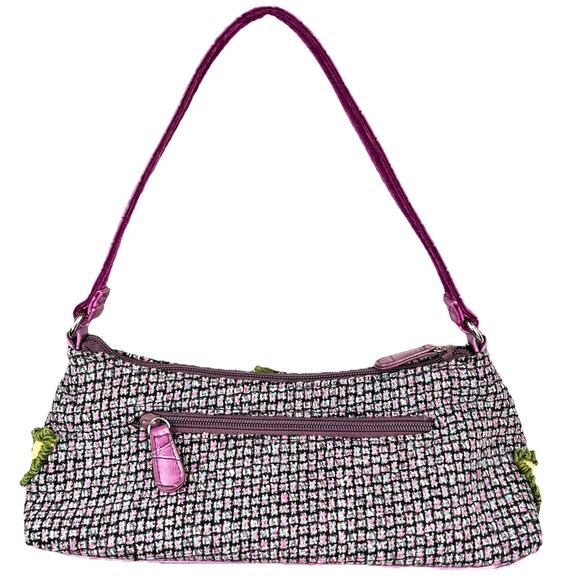 Vintage Womens Embroidered Rhinestone Velvet Floral Shoulder Bag Purse Boho - Picture 2 of 13